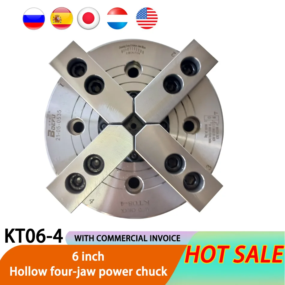 

6 Inch 168mm Hollow Hydraulic Power Chuck 4 Jaw Oil Pressure Chuck For Mechanical CNC Lathes With A5 Flange High Precision Chuck