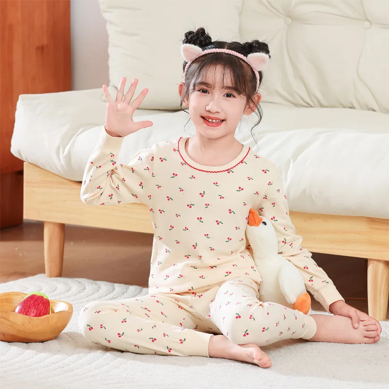 Pyjama Enfant Coton Doux 2 Pièces – Ensemble Hiver Confortable Garçons Filles 6-10 Ans, Style Simple & Chaud