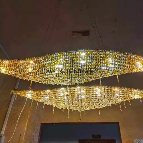American Rustic Italian Luxury Crystal  Silver Oval  Long Square Shape for Villa Living Room Hotel Lobby Lighting