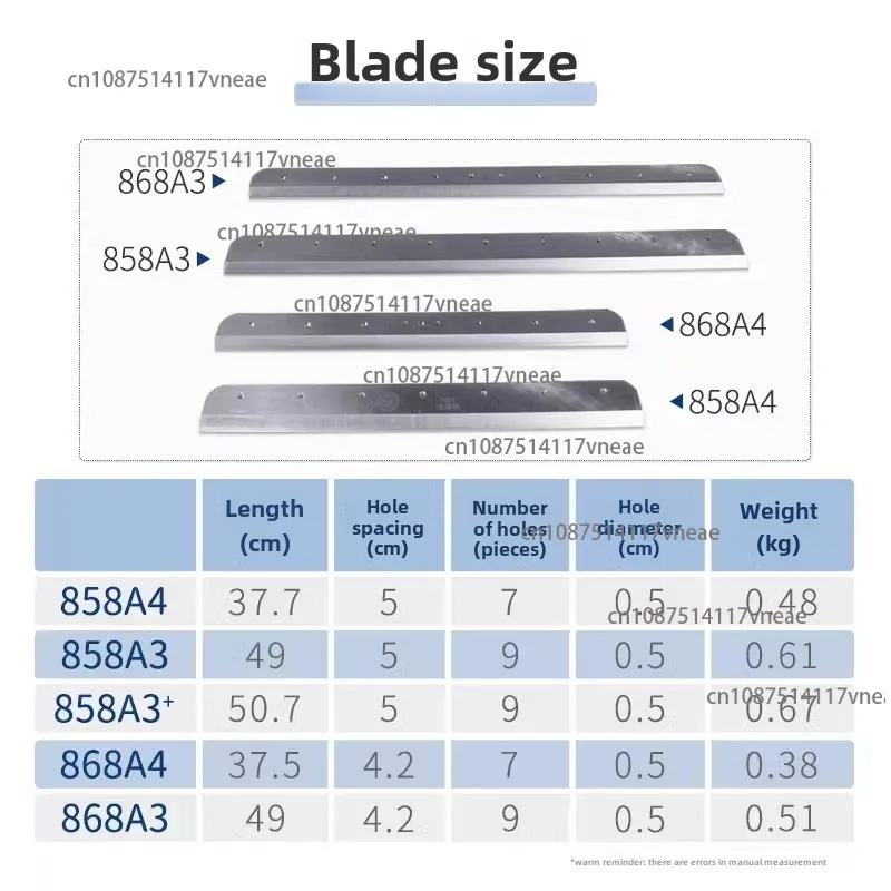 858A4 paper cutter blade, thick layer paper cutter accessories, heavy duty paper cutter A4 cutting machine A3