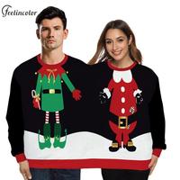 Two Person Christmas Sweatshirt Xmas Elf Dwarfs Printed Pullover Novelty Funny Hoodies Holiday Men Women Clothing New Year Gifts