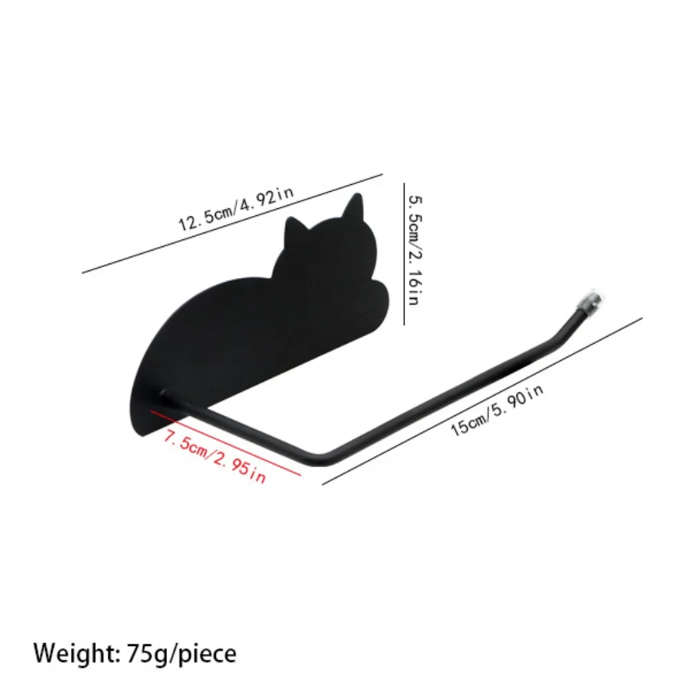 Cat Shaped Wall Mounted Toilet Paper Holder Stainless Steel Punch-Free Bathroom Kitchen Tissue Roll Dispenser Multi-Purpose 1PC - view 6
