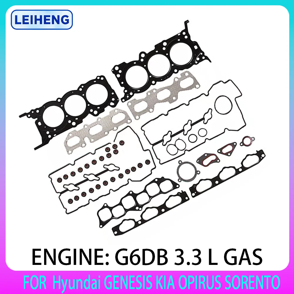 Juego completo de juntas de culata de motor apto para Hyundai GENESIS SANTA FE GRANDEUR SONATA KIA OPIRUS SORENTO 3,3 L T G6DB GAS 05-14