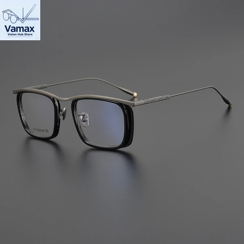 

Очки из чистого титана в полной оправе в литературном стиле с толстой оправой для мужчин, студенческие очки для чтения в стиле ретро, очки для близорукости и дальнозоркости