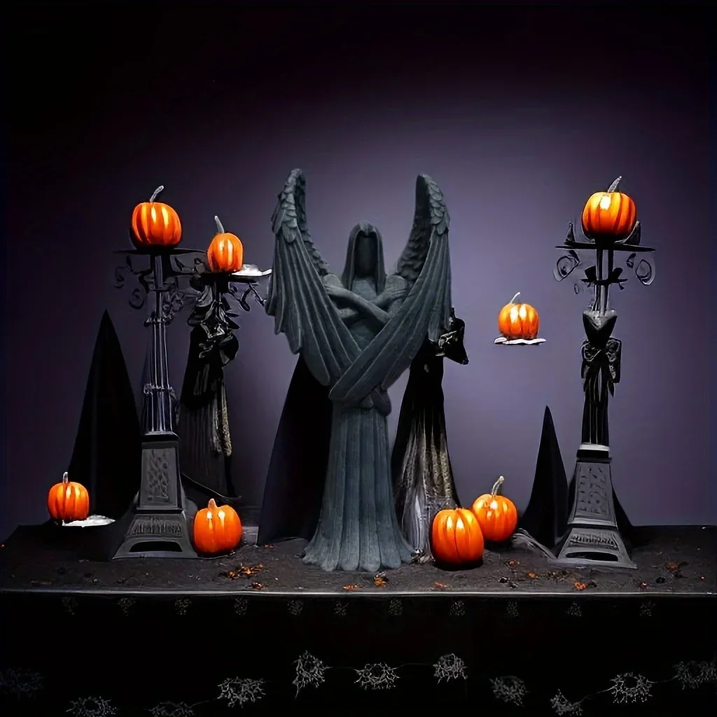 Halloween Dark Angel Statue Resin Crafts Ornament Guardian Angel Sculpture Home Office Desk Bookshelf Indoor Outdoor Decoration