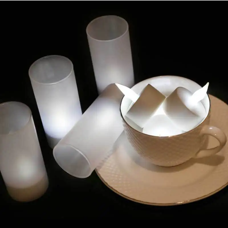 1PC USB Rechargeable Candle Tea Light & Lampshade Portable Flameless Atmosphere Lamp For Party Home Decors Mini Window Lamp Wax