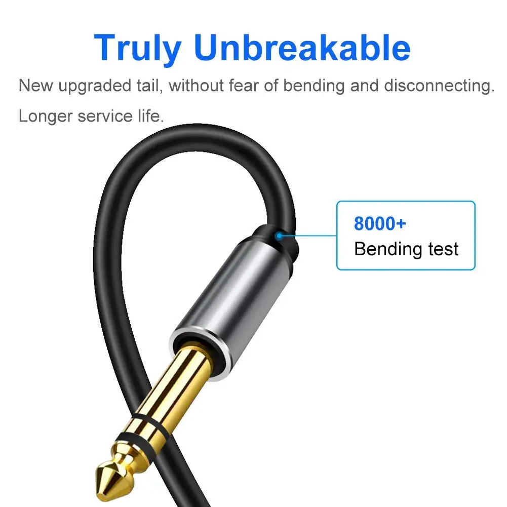 Stereo Aux Cable 3.5mm To 6.35mm 1/4 6.5 To 3.5 1/8 TRS Jack Audio Cord for Laptop Guitar Mixer Amplifier Speaker Home Theater