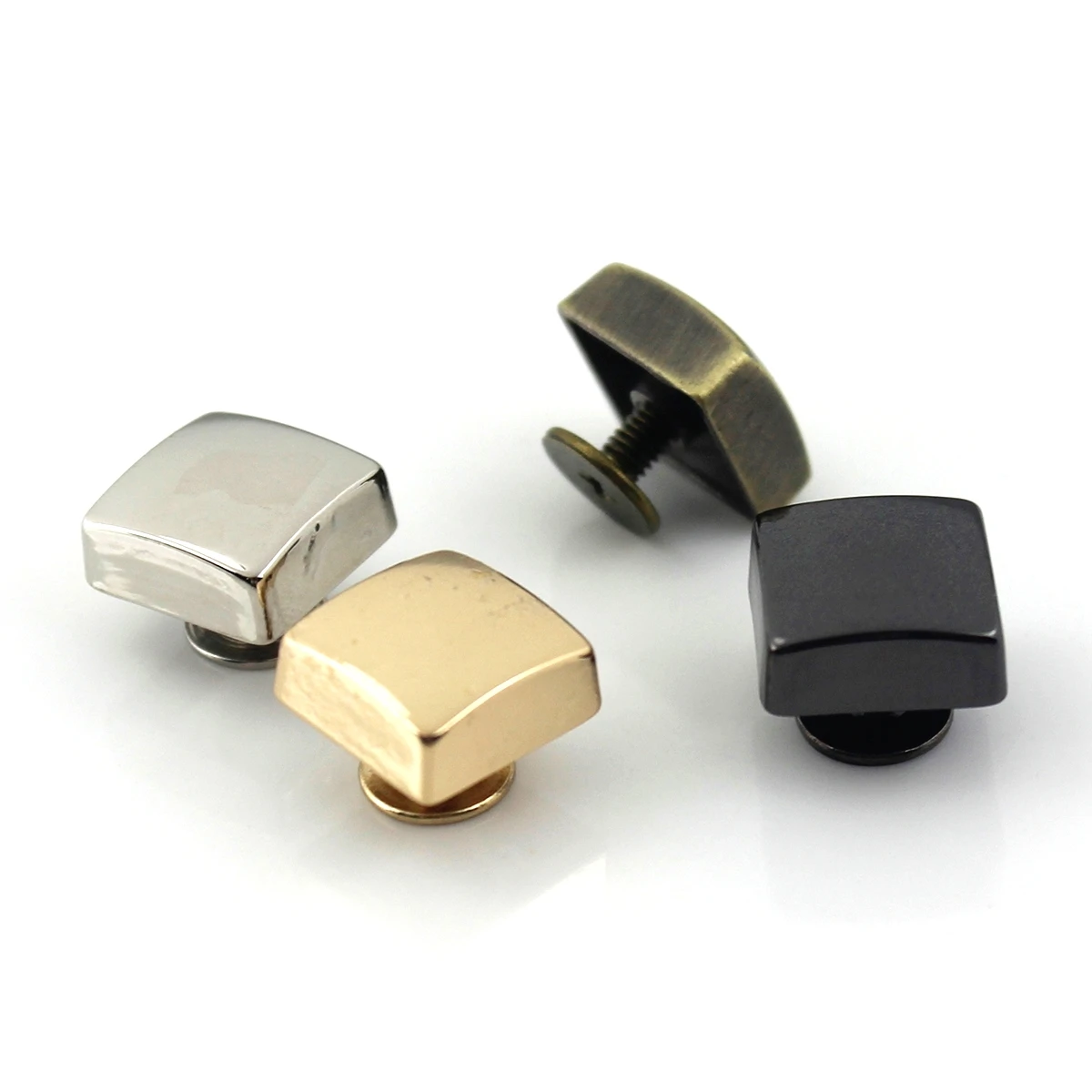 4pcs Metal Square Shape Screw Back Rivets Studs Nail Stud for Garment Leather Craft Belt Wallet Decoration Parts 12mm