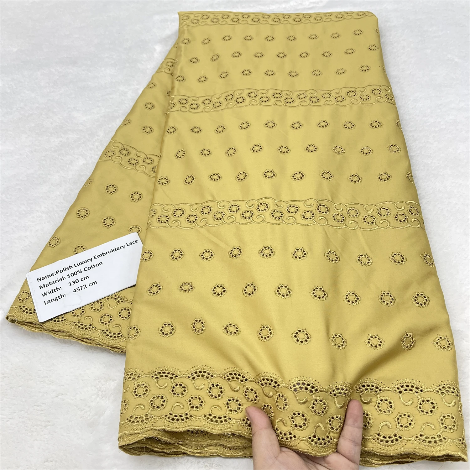 

Новая 5-ярдовая нигерийская 100% хлопок, полая польская атласная ткань для вышивки, высококачественная швейцарская вуаль, кружевной материал для мужчин и женщин