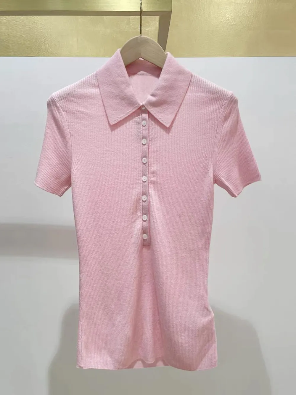 

High-End Version Ne ort Sve Knitted Sweater Pink Color Women's Top Simple Sle Pure Color Spring Faion Ladies'...