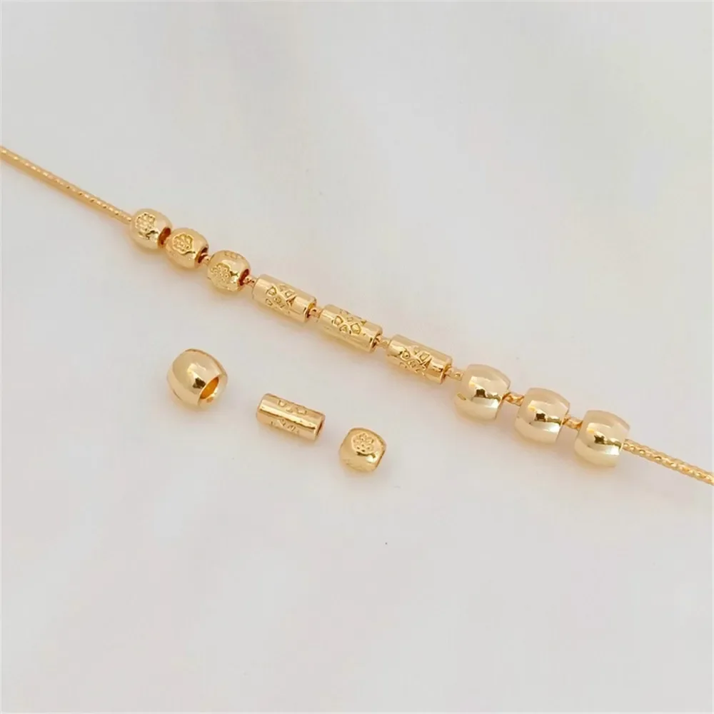 

14K Gold-plated Small Spacer Beads, Tube Beads, Large Hole Bucket Beads, Diy Handcrafted Beaded Bracelets, Necklaces Jewelry