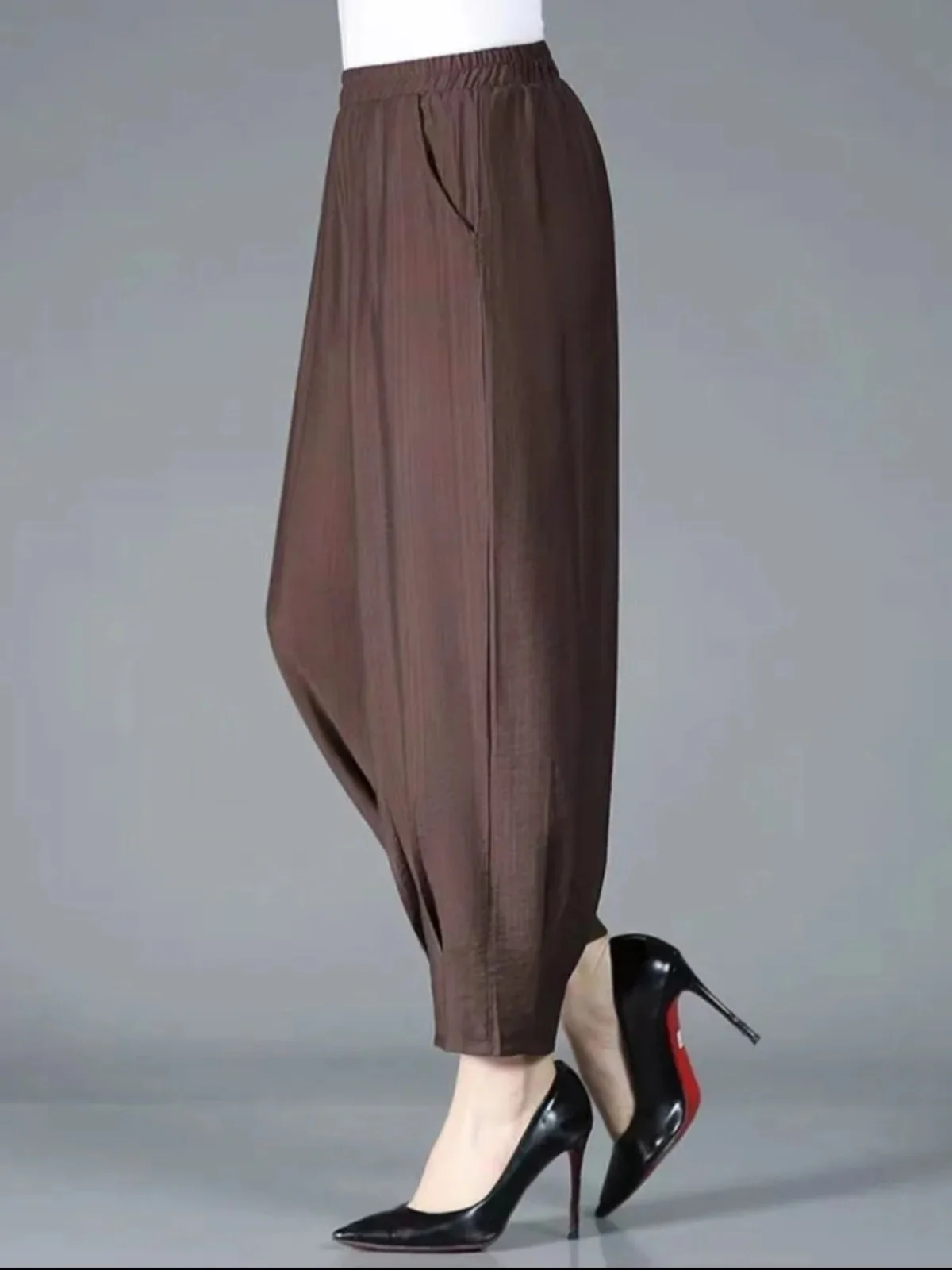 

Весенне-летние тонкие хлопково-льняные свободные брюки-шаровары для женщин среднего и старшего возраста, повседневные, укороченные, свободного кроя