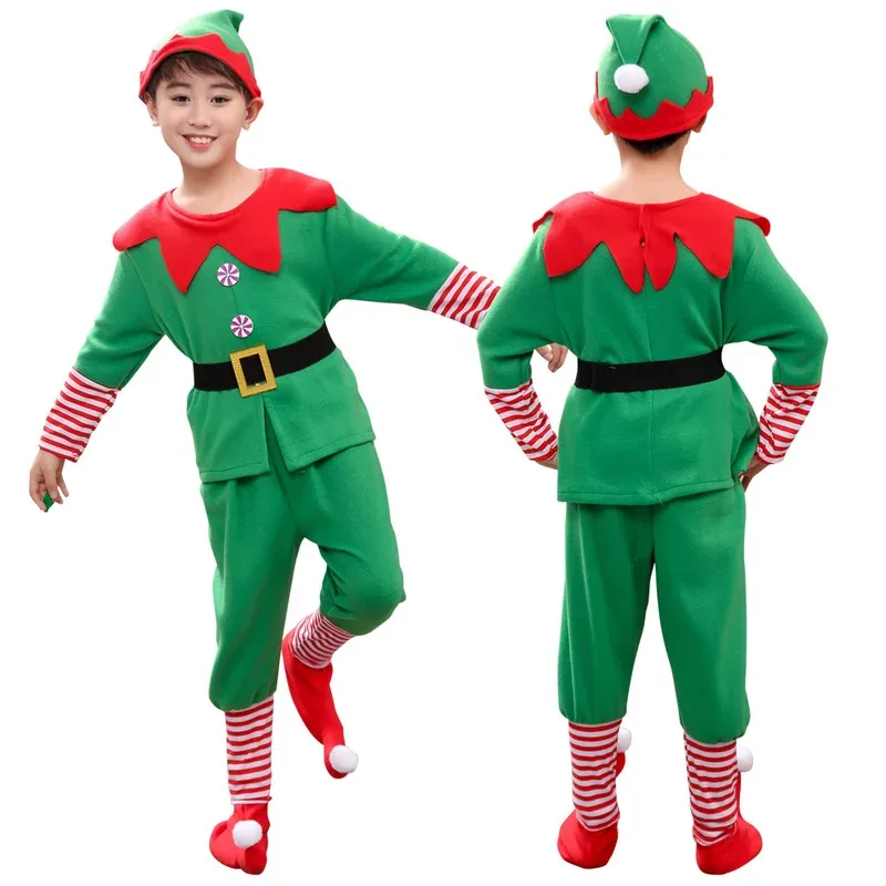 

Christmas Elf Peter Pan Children Cosplay Costumes New Year Eve Family Party Dress Up Clothes
