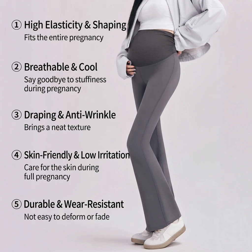 Maternity Leggings Nylon Seamless High Waist Belly Support Micro Flared Yoga Pants Autumn Winter Casual Pants Women