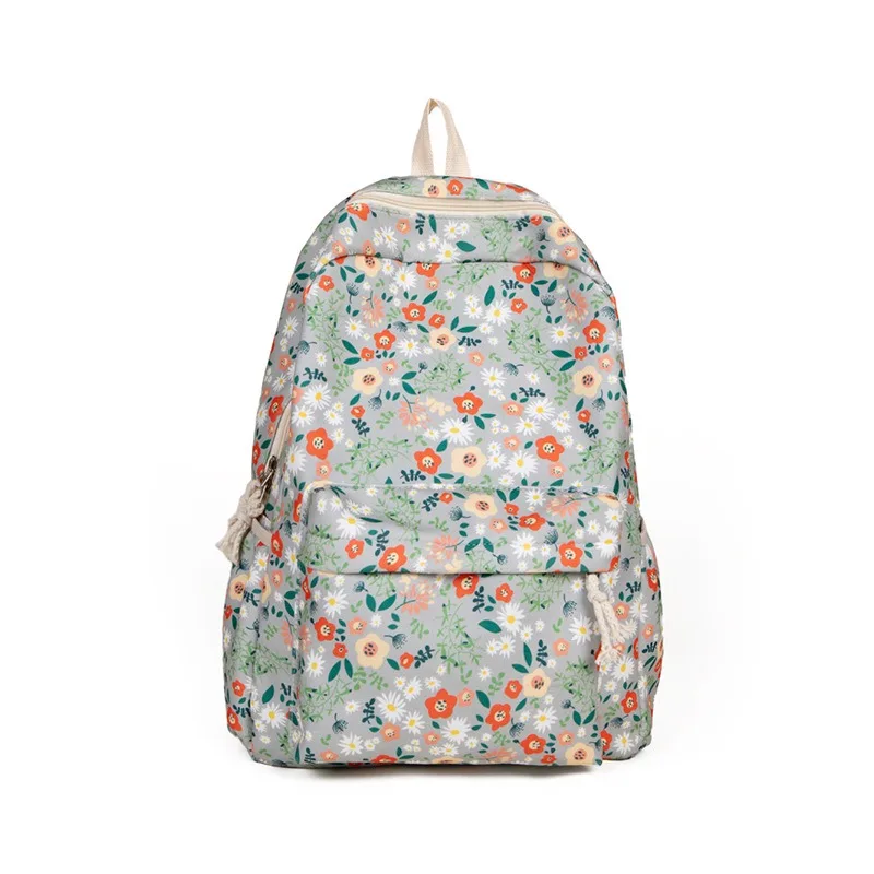 

Backpack Korean Style Girl Floral Sweet Cute Campus Fashion Small Fresh Travel Backpack Large Capacity Zipper Commute All-match