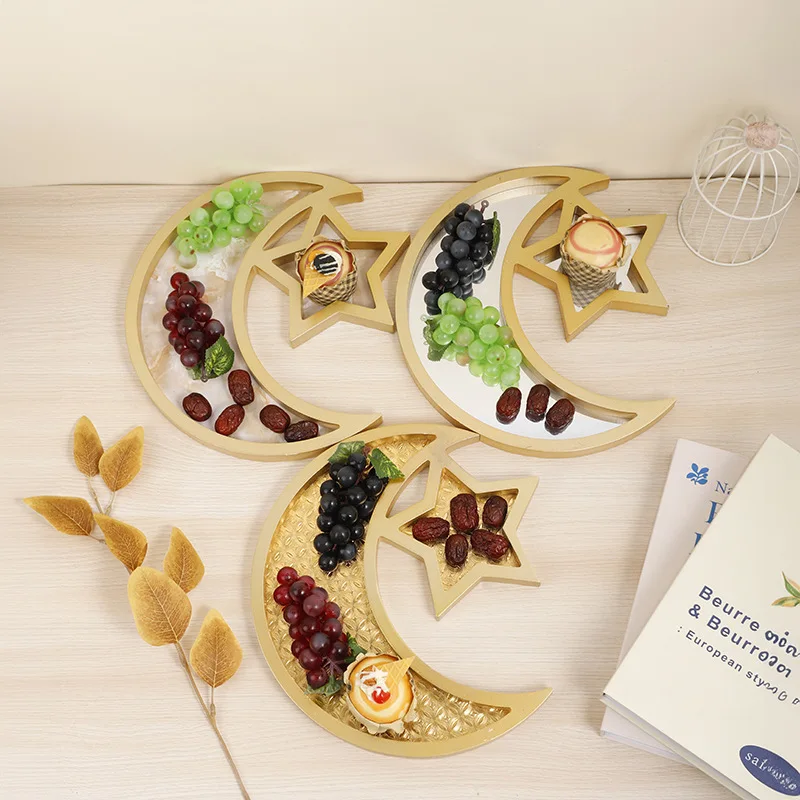 

2024 Ramadan Kareem Eid Al Adha Moon Star Fruit Tray Tray Eid Mubarak Ramadan Decoration For Home Islamic Muslim Party Gifts