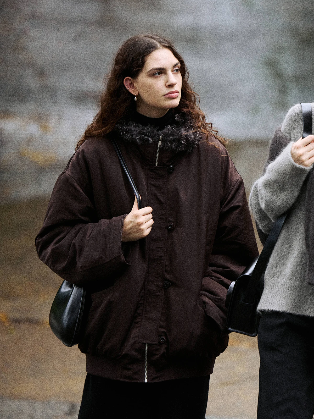 

REWEAR High Densi Длинная шелковая меховая подкладка Pilot Jaet Barn Sle Женское ор-пальто Теплая нейлоновая ткань с боковой застежкой-молнией