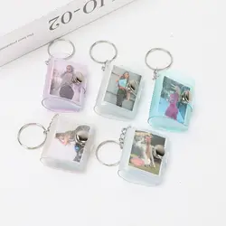 With Keychain Mini Photo Album Snap Button Design Simple Storage Photo Card Holder DIY PVC Portable Pocket Album