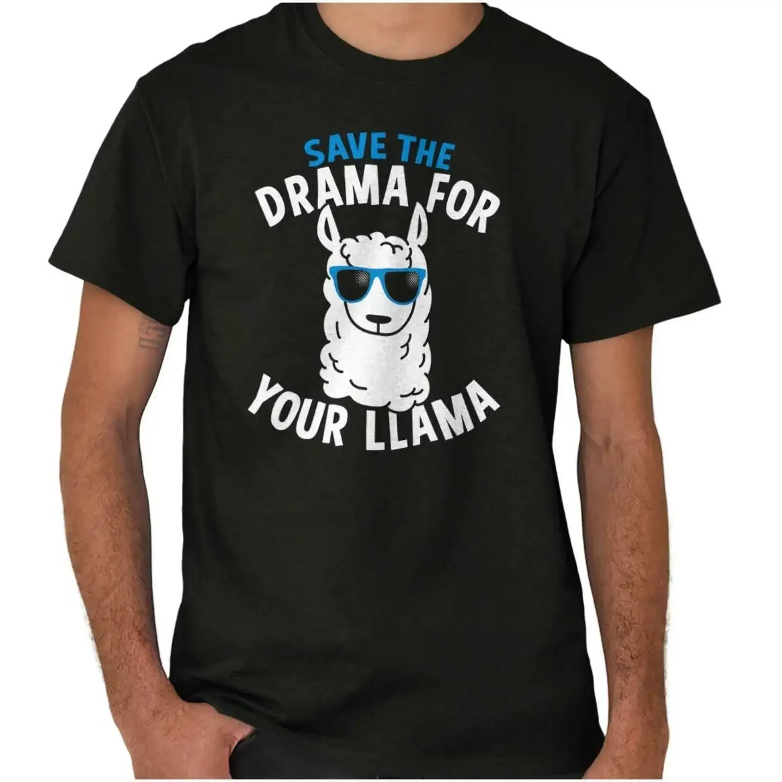 Prevent Drama Llama Funny Alpaca Animal Womens or Mens Crewneck T Shirt vintage Washed Top For Everyday Wear homme Soft
