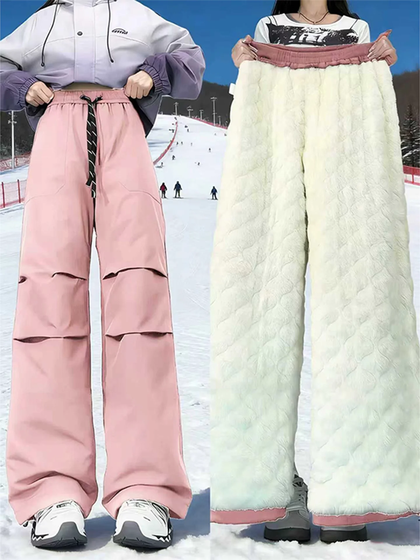 

Winter Thiened Outdoor ex Snowboard Pants Cold Resistant Casual Straight Leg Pants Youth Daily Wear Warmth Function