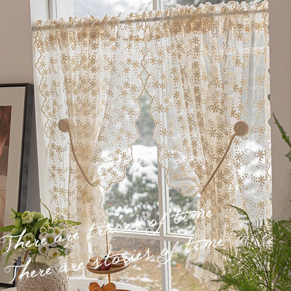 Daisy Flower Lace Curtains Kitchen Door Curtain Half Curtains Floating Window Floor Windows Small Curtains Daisy Pitsi verhot