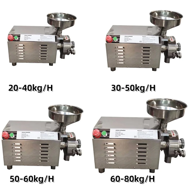 Commerciële elektrische korenmolenmachine Duurzaam 20-40 kg/u Efficiënt graanmolen met grote capaciteit