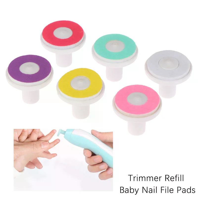 6 pçs arquivos de unhas polidor de unhas substituição aparador elétrico cabeças almofadas de arquivo para plástico criança aparador de unhas almofadas de substituição