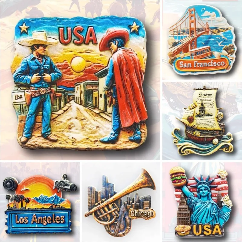 Recuerdos de Estados Unidos, imanes para nevera Boston, pegatinas para nevera de Los Ángeles, América, Chicago, Grand Canyon, regalos de boda