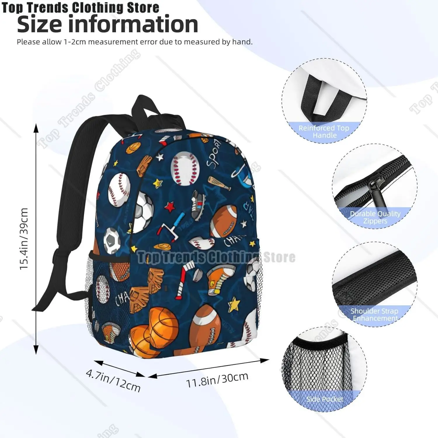 حقيبة ظهر رياضية للكبار مطبوعة بألعاب البيسبول متعددة الاستخدامات للعمل والمشي لمسافات طويلة وحقيبة ظهر مقاومة للماء ومقصورة الكمبيوتر المحمول