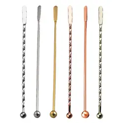 Stainless Steel Stick Fork Spoon Cocktail Spoon Spiral Kitchen Utensils Double Stick Stir Stick Cocktail Bar Bar Utensils