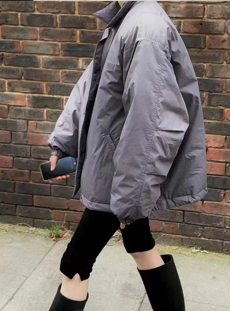 PREON 워크 가을 겨울 셀프 포 컬러 라펠 루즈 캐주얼 다운 재킷 아우터웨어 여성 패션 스트레이트 컷 긴 소매