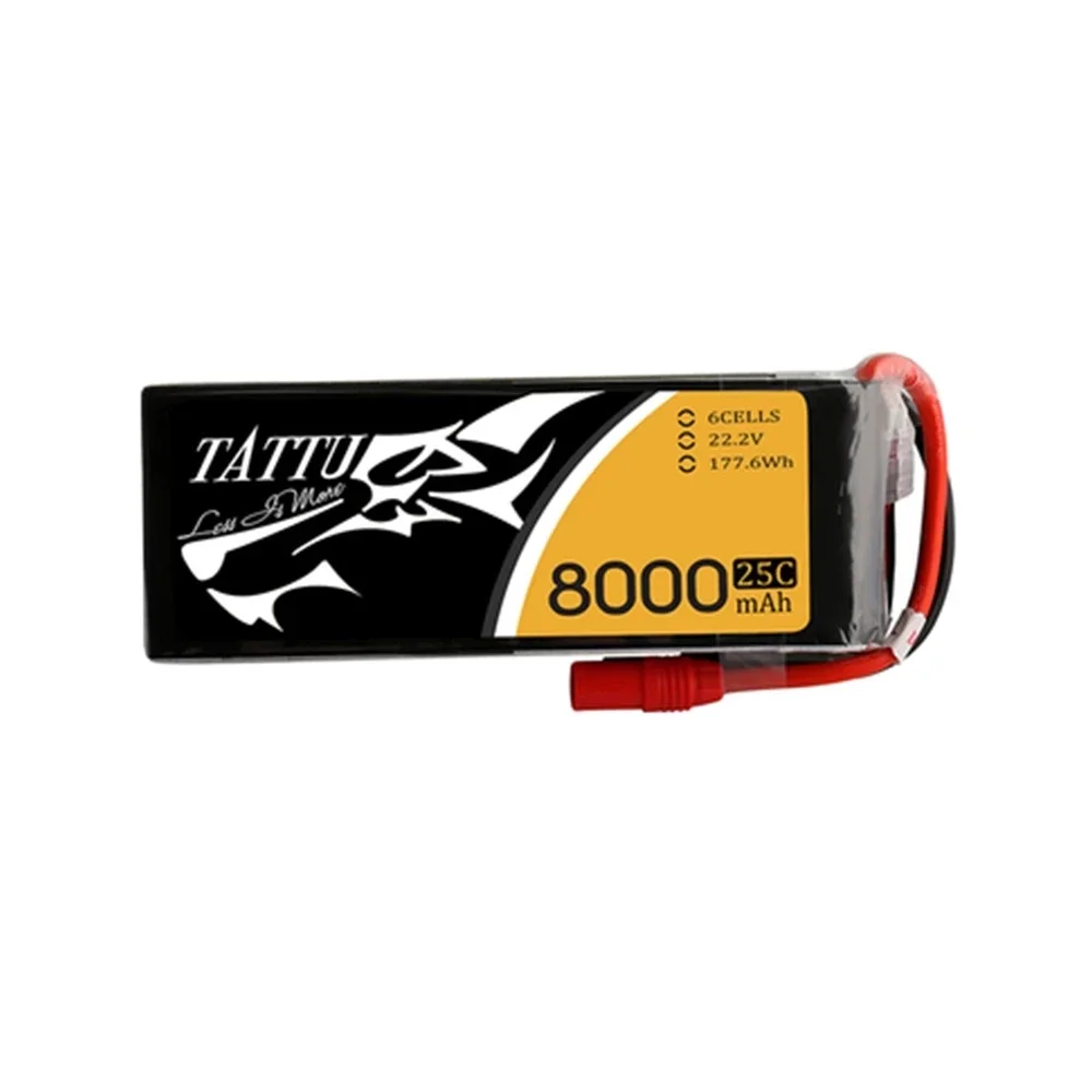 TATTU 8000mAh 25C 22.2V 6S1P LiPO Battery with XT90S AS150 for Big Load Multirotor Agricultral Plant Protection FPV Drone