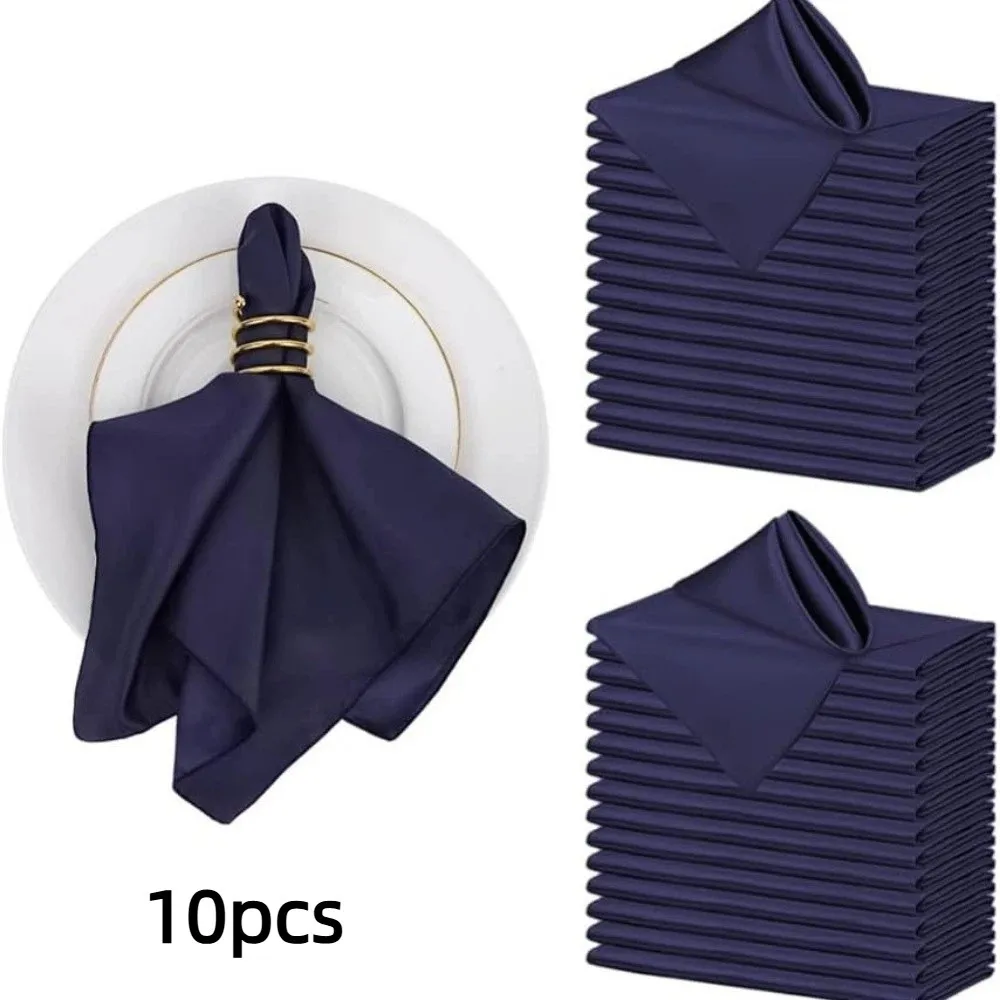 

10pcs New 30x30cm Silky Satin Napkin Square Solid color Dinner Napkins Smooth Table Napkins Birthday Party Decor