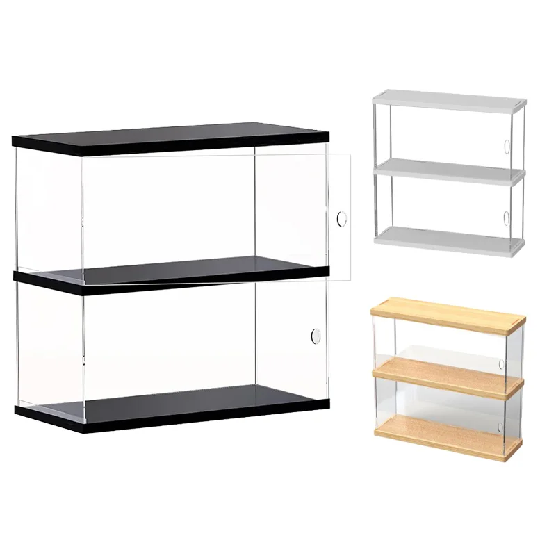 2 Layer Clear Acrylic Figures Display Cabinet Car Model Display Cabinet Household Transparent Blind Boxes Toy Storage Boxes