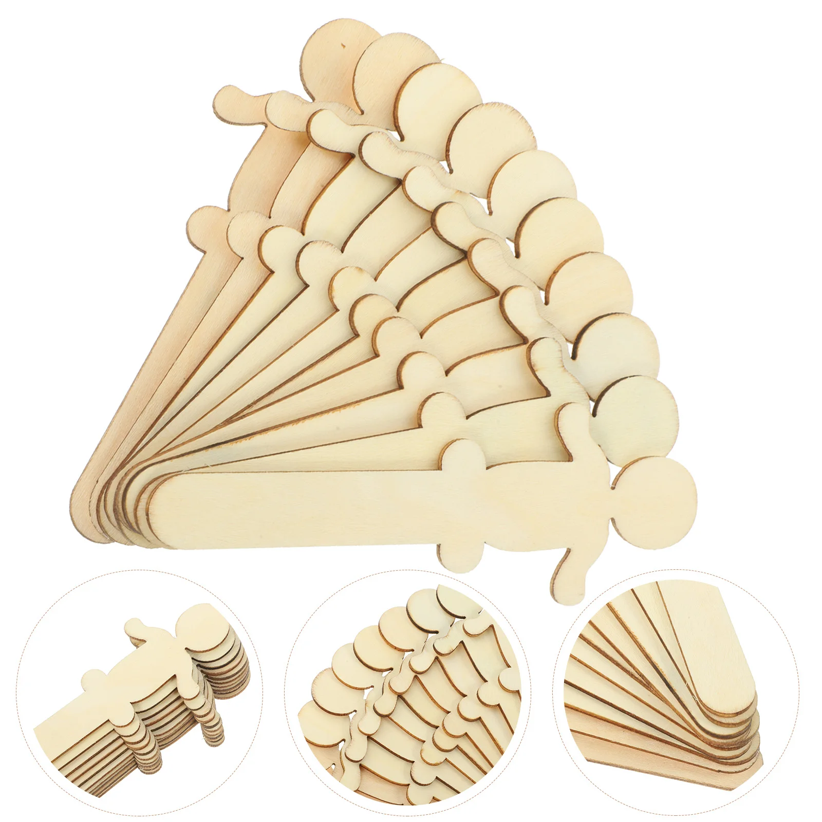 

100Pcs Wood Cutouts Unpainted DIY Wooden Slices Smooth Edges Craft Supplies Graffiti Bulk Crafts People Wooden Slices