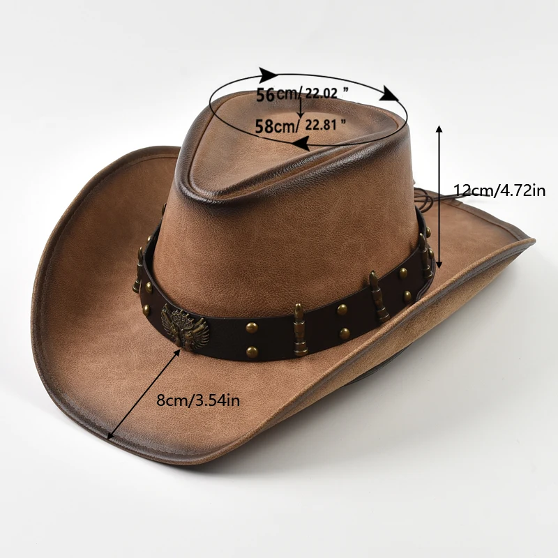 100% Leather Western Cowboy Hat Men Wide Brim Gentleman Church Jazz Cap Cowgirl Hats Sombrero Hombre