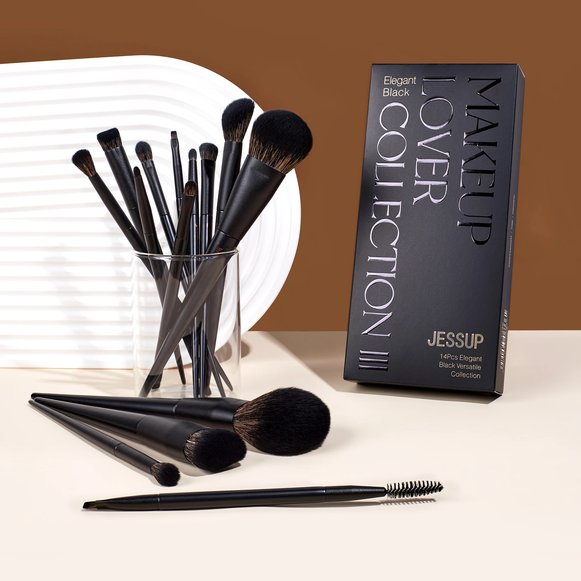 Jessup Make-up Kwasten 14 stuks, Make-up Kwasten set Contour Foundation Poeder Oogschaduw Hoogtepunt Blending Concealer Liner T336