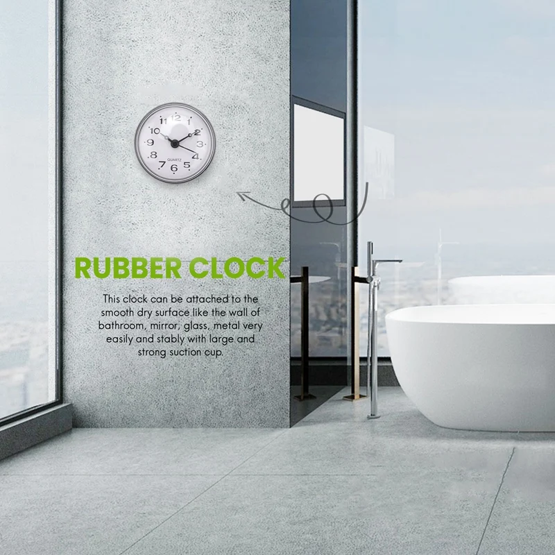 ●7cm Waterproof Kitchen Bathroom Shower Clock Suction Cup Sucker Wall Black