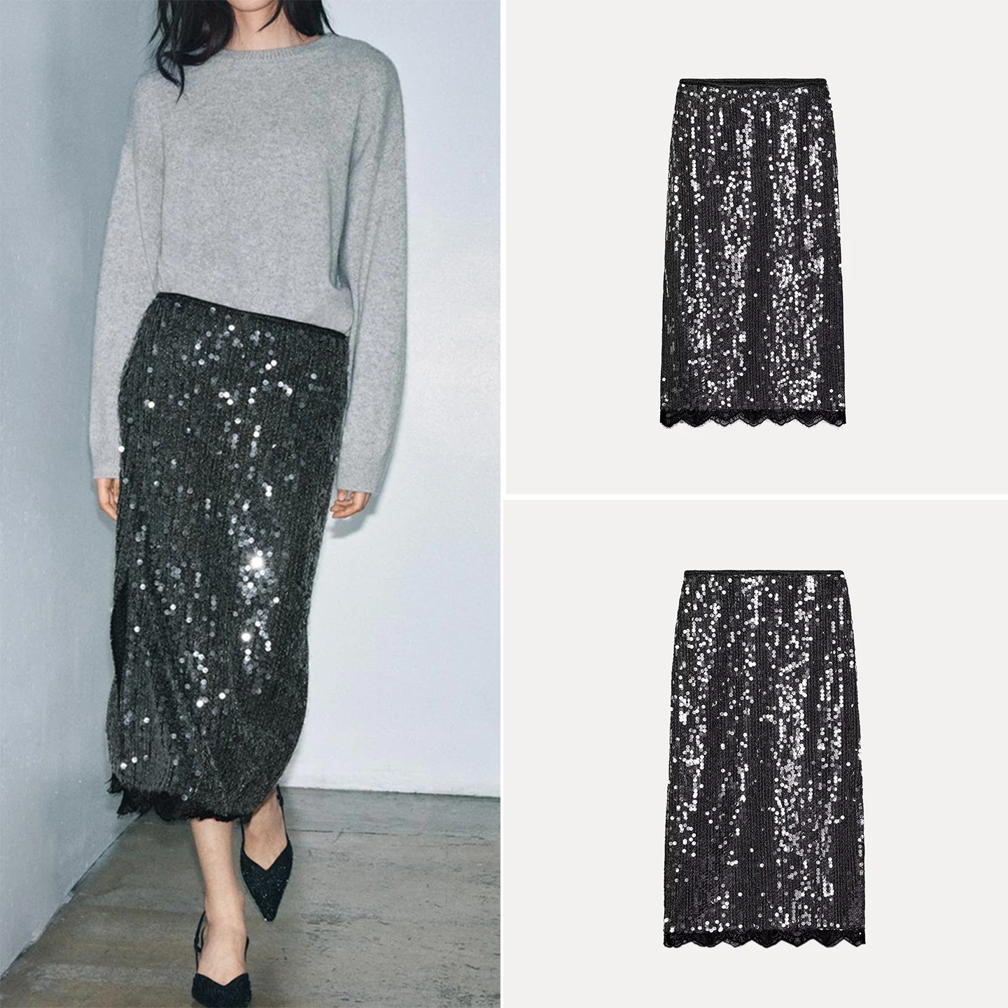 

Z 2025 New Faion Personali, простая юбка из бисера, женская прямая юбка-труба со средней талией, повседневная одежда