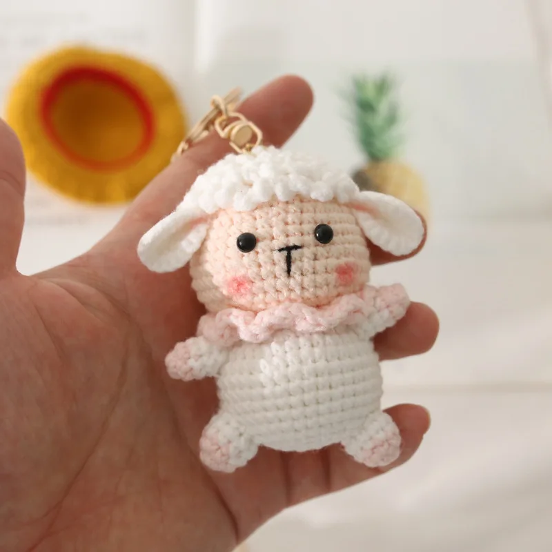 Cute Knitting Doll Keychains Creative Crochet Small Bear Keyrings For Car Keys Accessories Kawaii Rabbit Keyrings Wholesale