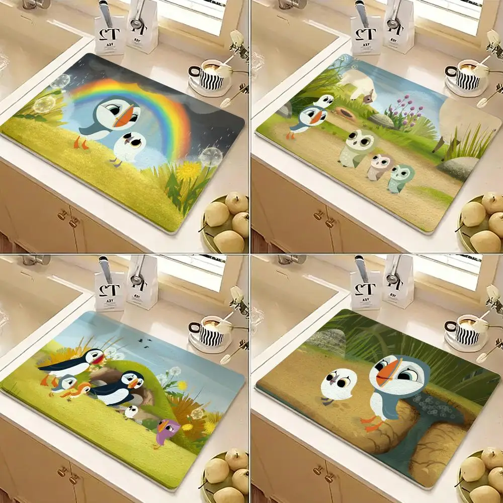 Kwaii Anime P-Puffin Rock Floor Mat Diatomite Floor Mat Fast Drying Odor Resistant Non Slip Bath Kitchen Mat