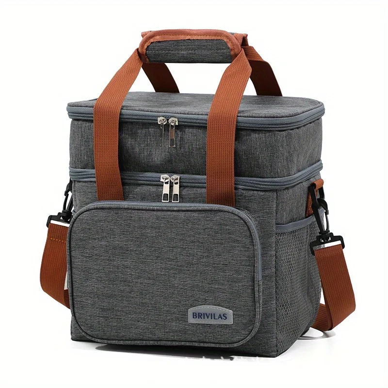 Thermal Insulated Lunch Box Cooler Shoulder Crossbody Bag with Padded Strap, Durable Lunch Tote Bag for Office, Picnic, Camping