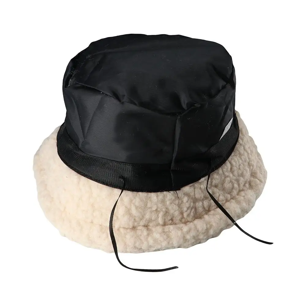 

Simple Korean Sun Protection Casual Style For Women Girl Female Hats Lambwool Bucket Hat Korean Style Caps Pure Color Caps