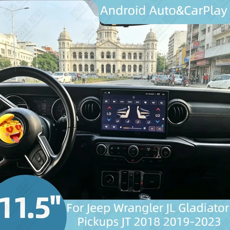 11.5 inch Android 15 For Jeep Wrangler JL Gladiator Pickups JT 2018 2019-2023 Car Multimedia Stereo Receiver Radio 4g GPS Player