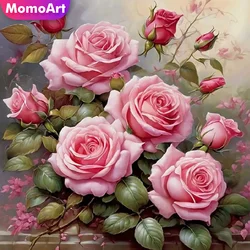 Momoart Full Square Round Diamond Mosaic Rose Painting Flower New Arrival Embroidery Needlework Handmade Gift
