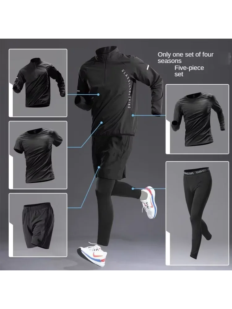 AliExpress Men's Quick-Dry Sports Set Autumn Track and Field Zipper Training Running Fitness Long-Sleeve Shirts for Cycling Gym Wear Men