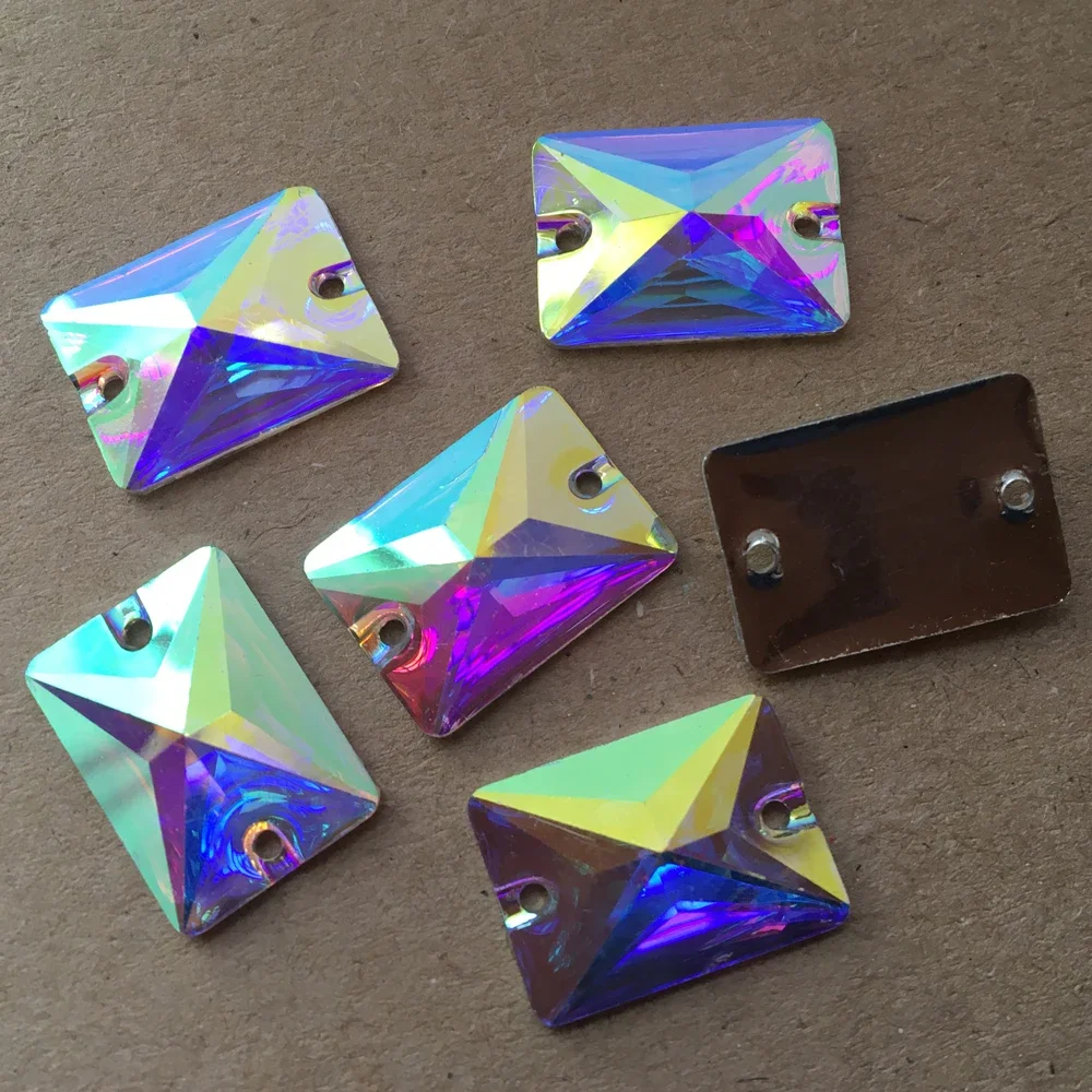 

8x10mm, 13x18mm, 18x25mm Crystal AB / Clear AB Rectangle resin sew on stones flat back sewing on stones
