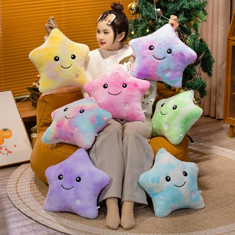 40CM Luminous Five-pointed Star Plush Toys Glowing Star Stuffed Soft Doll Pillow Nice Halloween Xmas Gifts