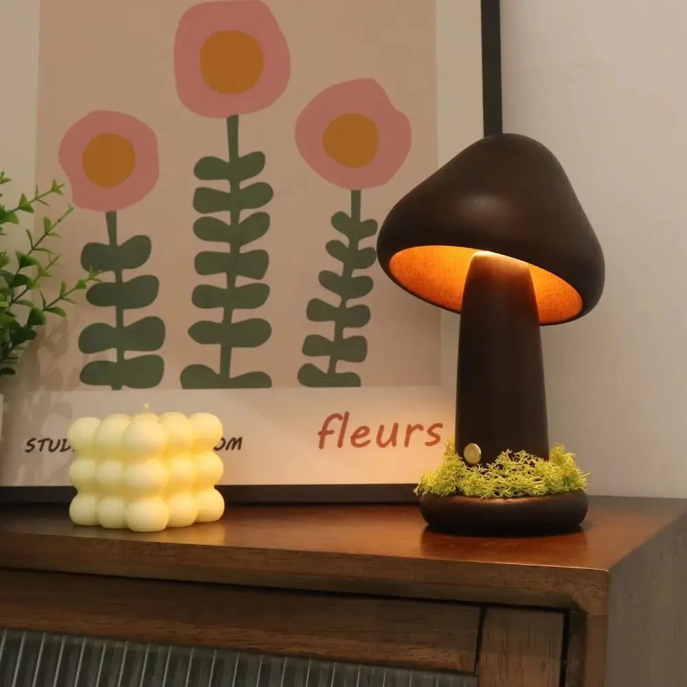 

Warm Light Mushroom LED Night Light Touch Switch Beech Wood Twisted Mushroom Nightlight High Quality Three Colors Bedside Lamp