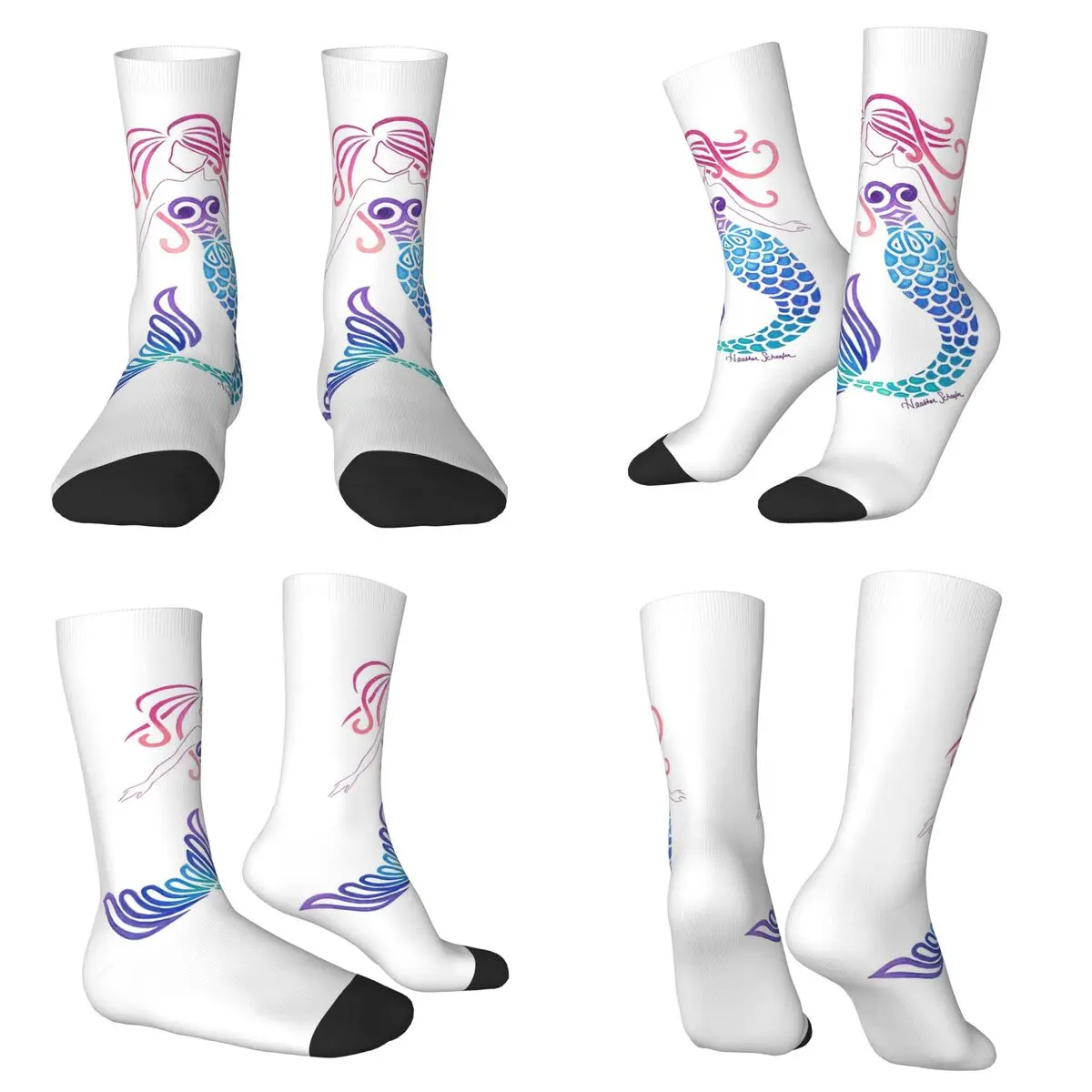 

Носки Tribal Mermaid, супер мягкие чулки в стиле Харадзюку, всесезонные длинные носки, аксессуары для подарка на день рождения унисекс